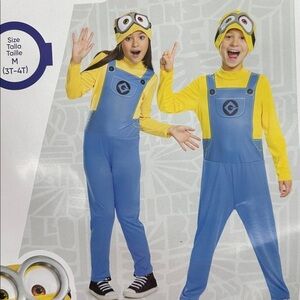 NWT Toddler Minion Bob Halloween Costume Illumination Jumpsuit and Soft cap hat